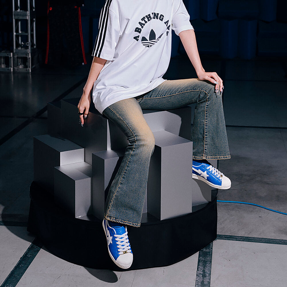 Adidas SSTR V BAPE Sneakers - Blue / White / Chalk White - view 4