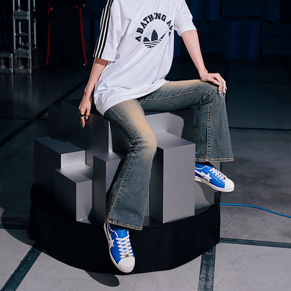 Adidas SSTR V BAPE Sneakers - Blue / White / Chalk White - view 4
