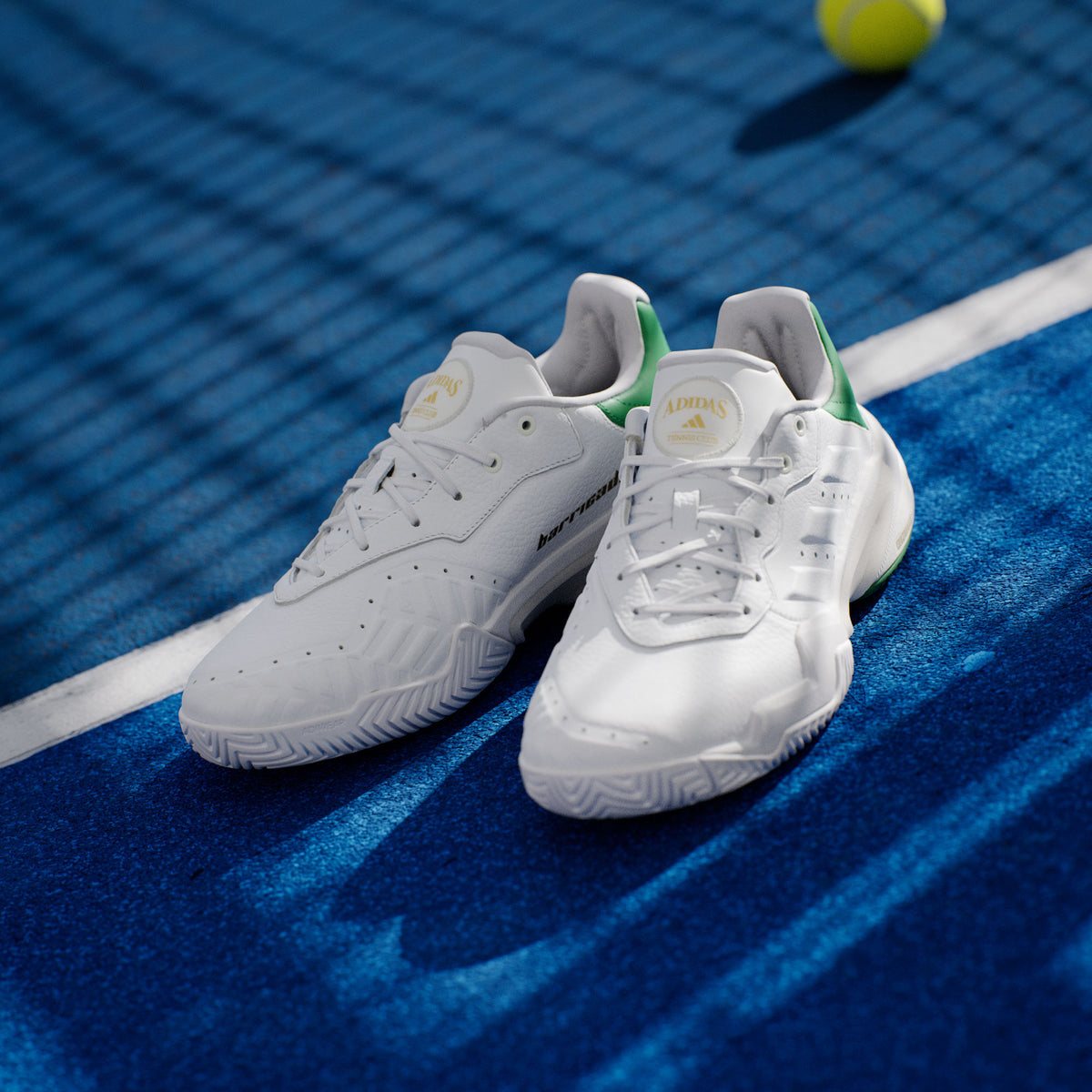 Adidas Barricade 13 M Leather Sneakers - White / Green - view 3