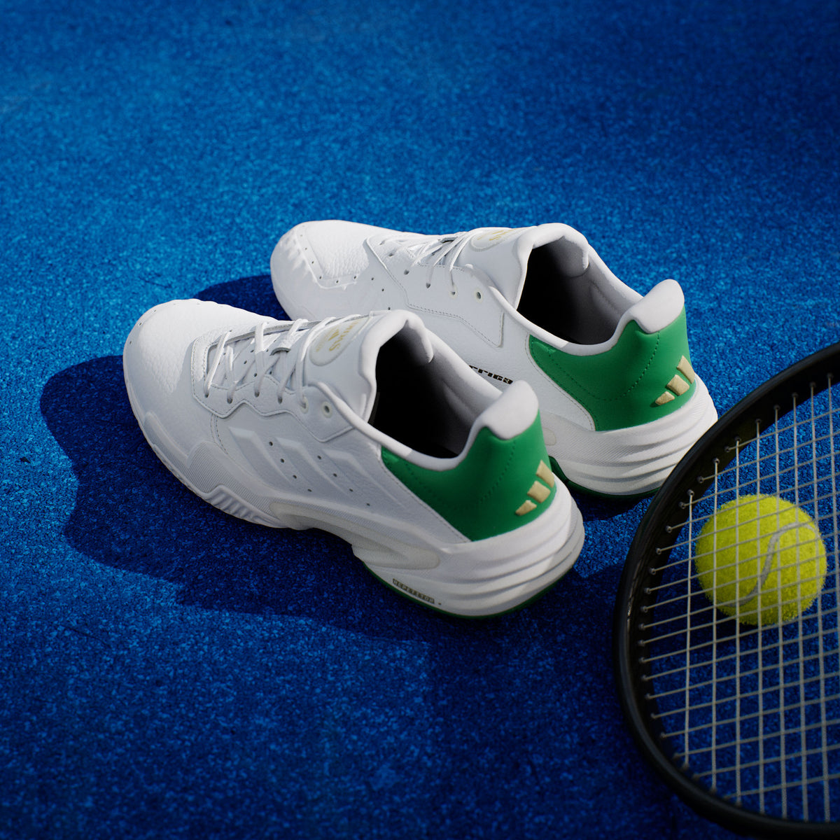 Adidas Barricade 13 M Leather Sneakers - White / Green - view 4