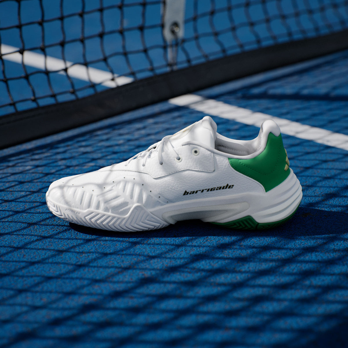 Adidas Barricade 13 M Leather Sneakers - White / Green - view 5