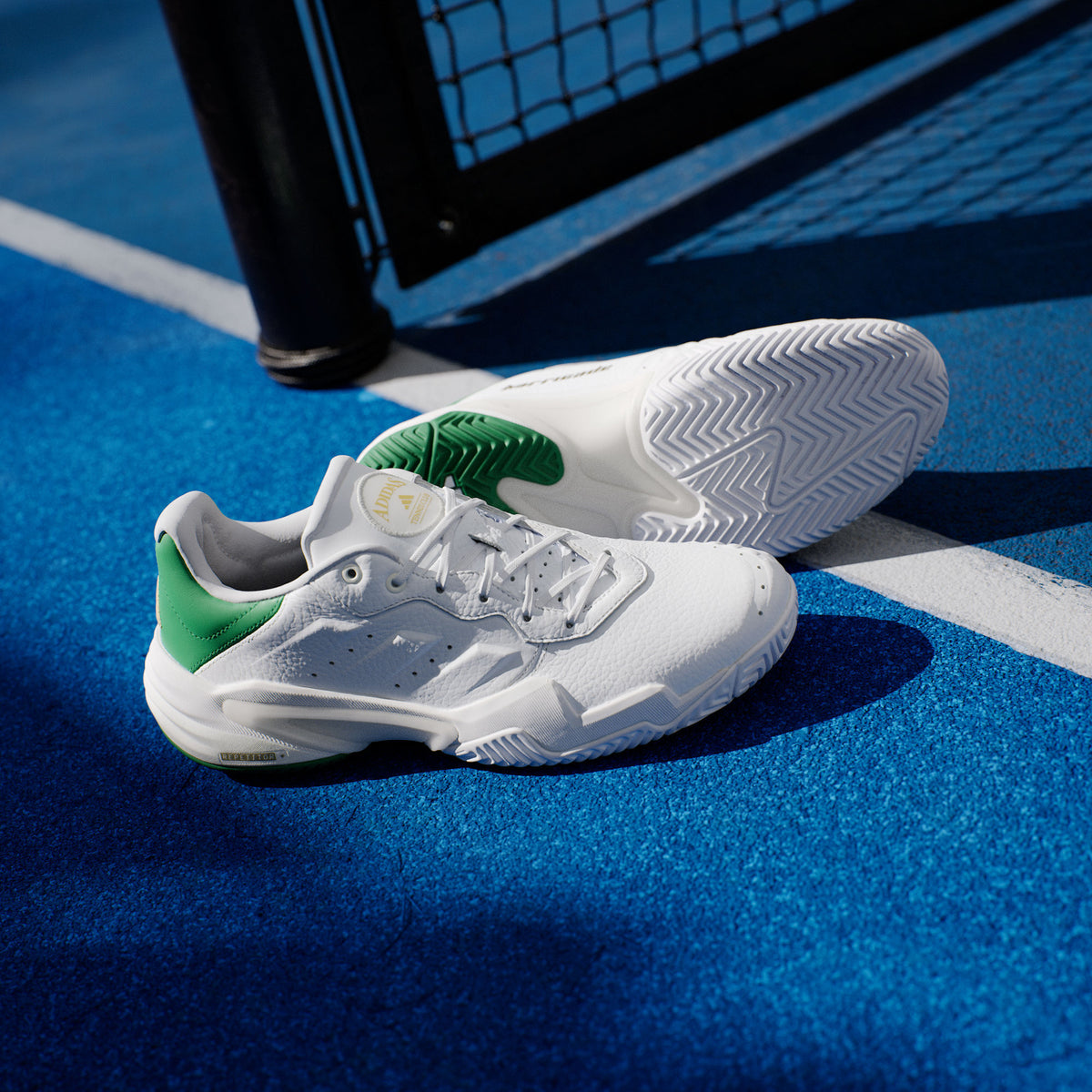 Adidas Barricade 13 M Leather Sneakers - White / Green - view 6
