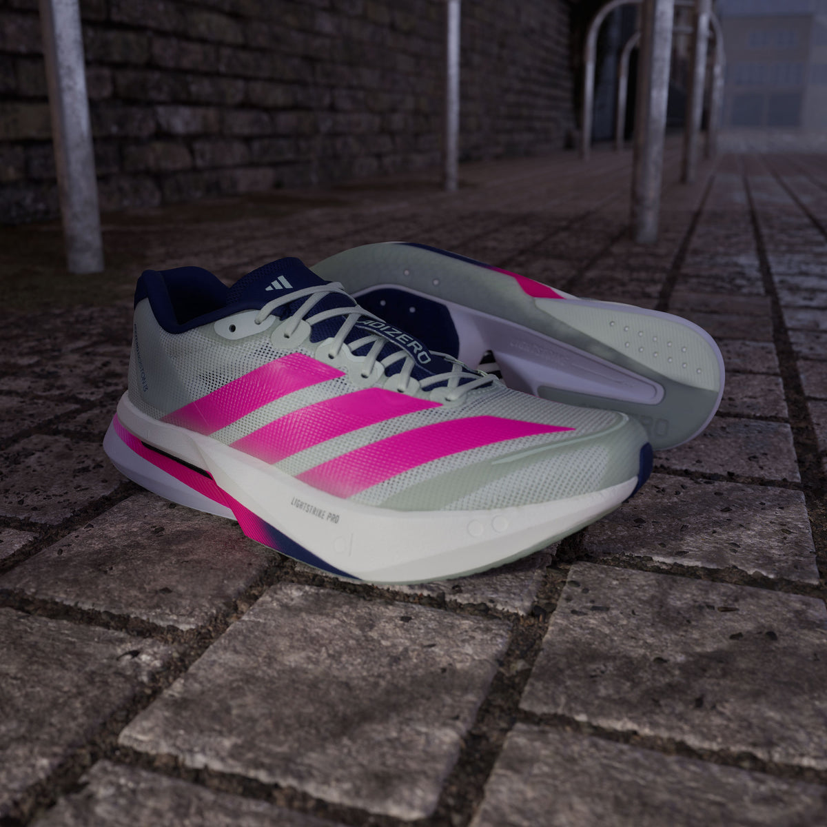 Adidas Adizero Boston 13 M Sneakers - Linen Green / Bright Pink / Dark Blue - view 7