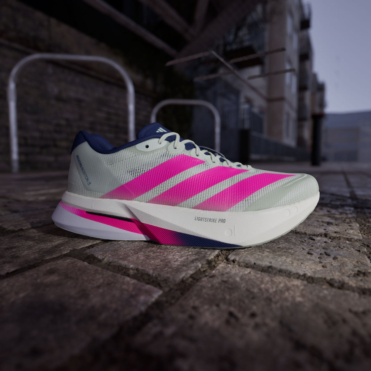 Adidas Adizero Boston 13 M Sneakers - Linen Green / Bright Pink / Dark Blue - view 1