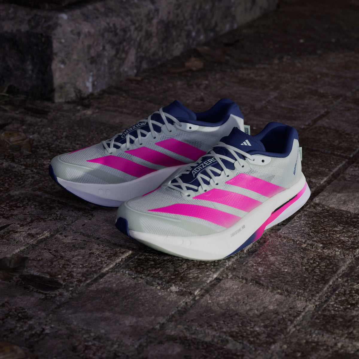 Adidas Adizero Boston 13 M Sneakers - Linen Green / Bright Pink / Dark Blue - view 4
