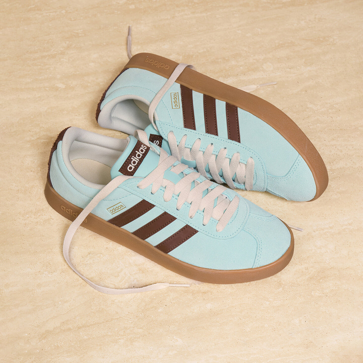 Adidas VL Court Classic Sneakers - Light Flash Blue / Brown / Pale Green - view 2