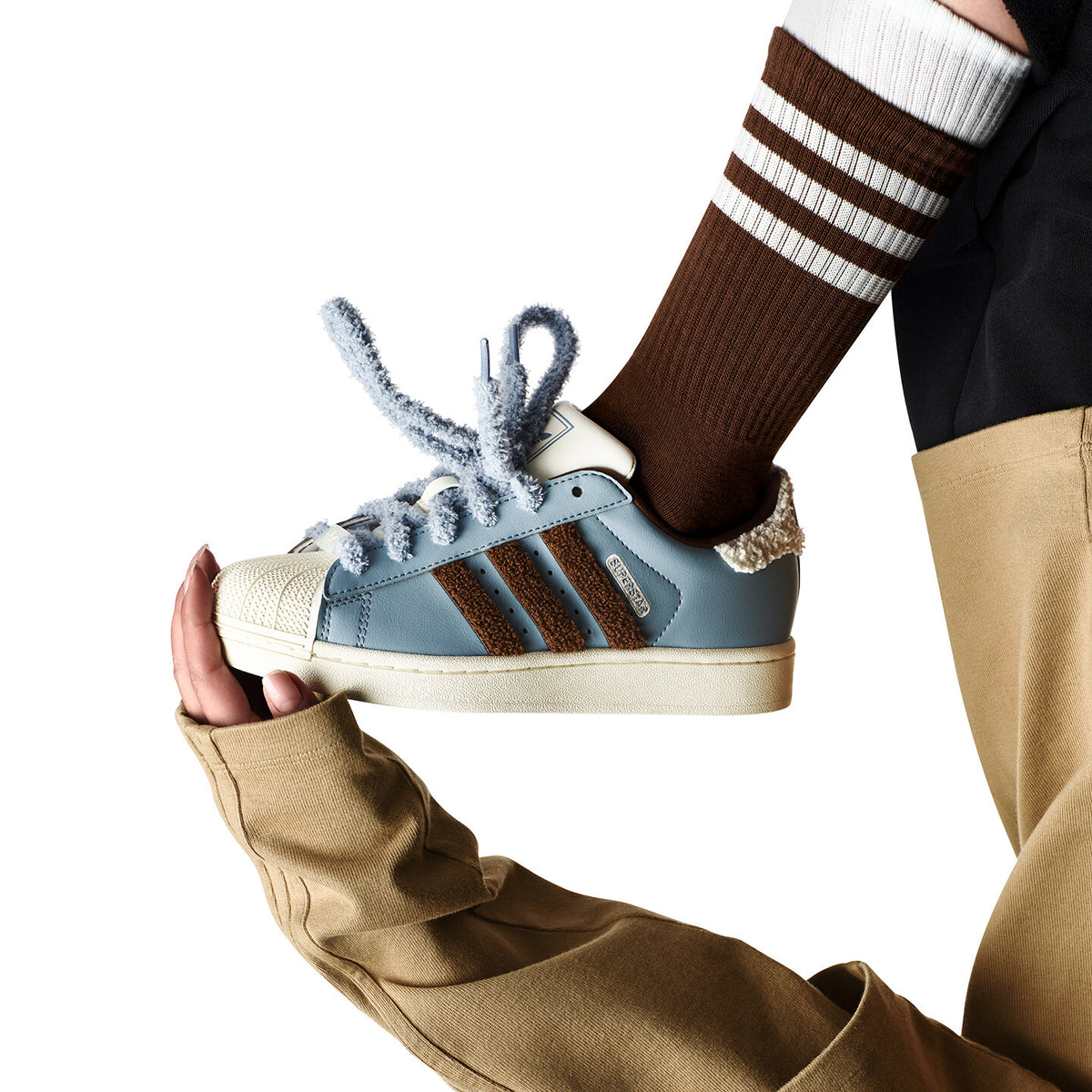 Adidas Superstar II W Sneakers - Textured Blue / Soft Brown / Off White - view 3