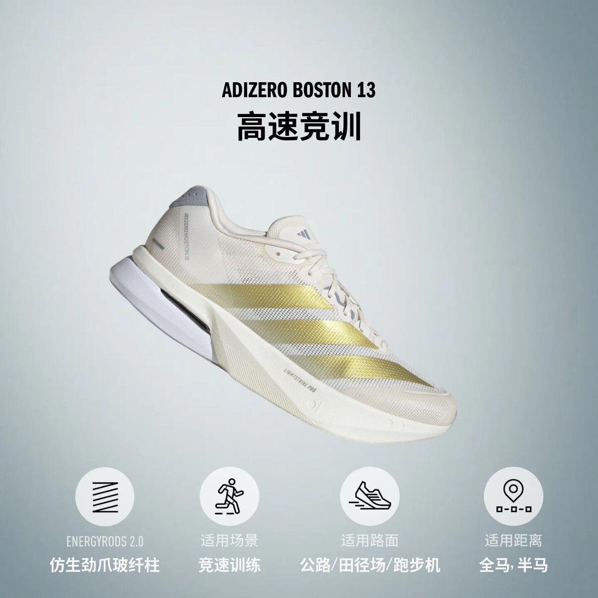Adidas Adizero Boston 13 M Sneakers - White / Royal Blue / Light Silver - view 3