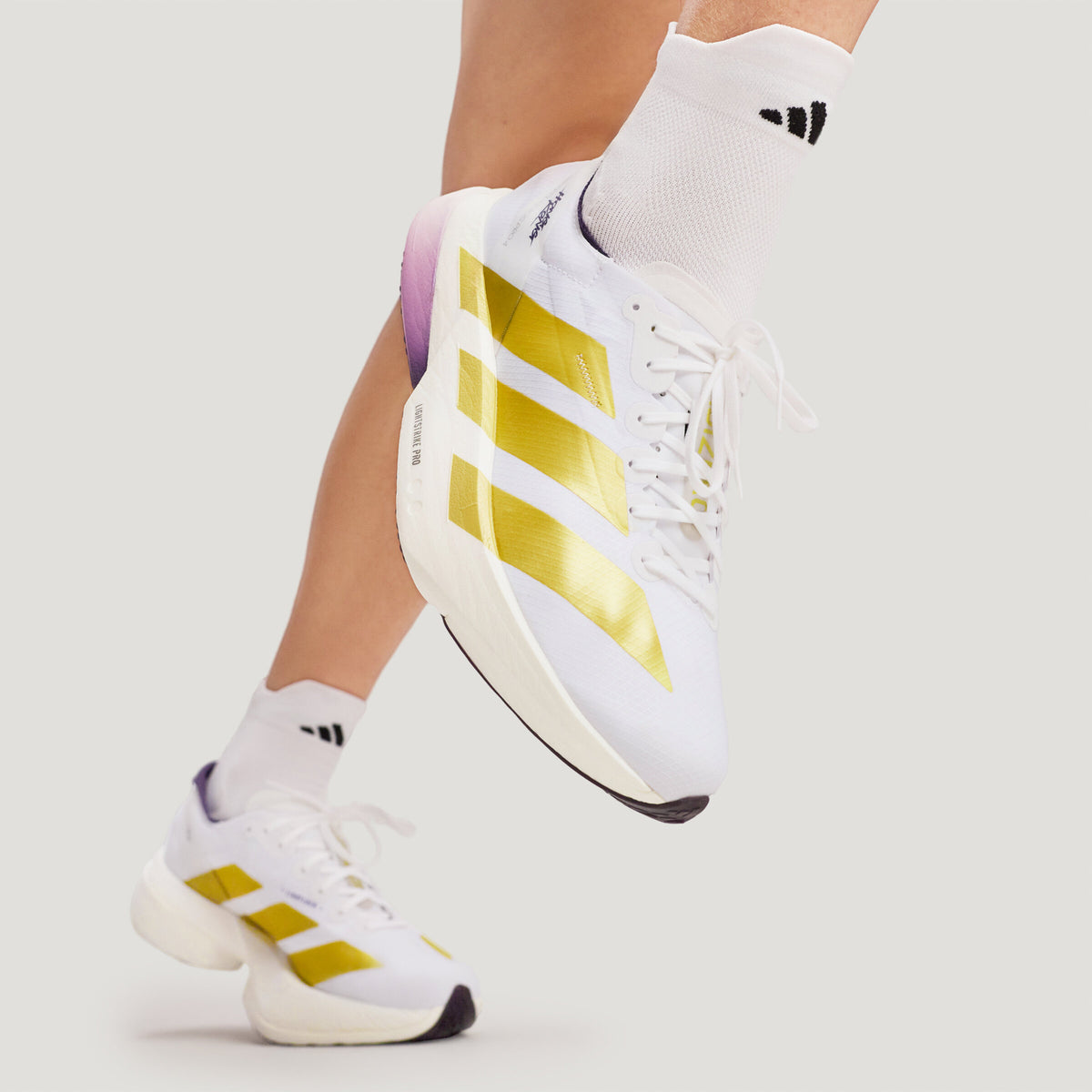 Adidas Adizero Adios PRO 4 Sneakers - White / Gold / Aurora Plum - view 5