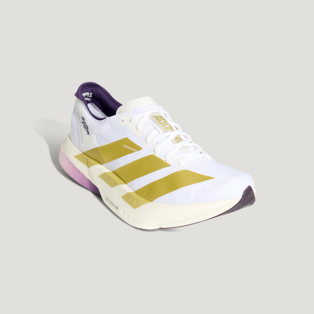 Adidas Adizero Adios PRO 4 Sneakers - White / Gold / Aurora Plum - view 8