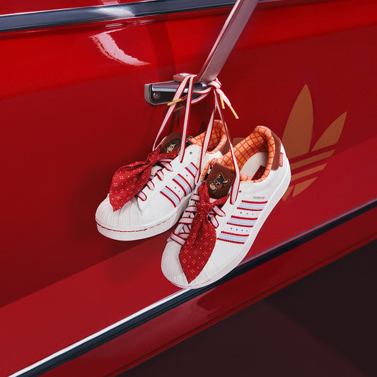 Adidas Superstar II J Sneakers - Chalk White / Light Blue / Better Scarlet - view 1