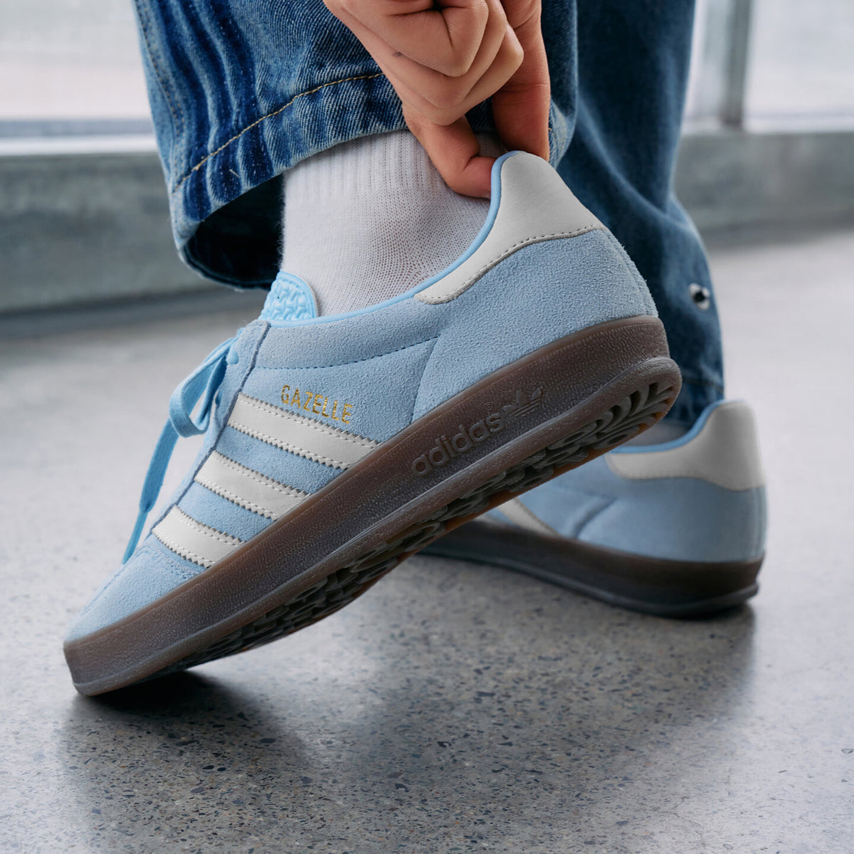 Adidas Gazelle Indoor Sneakers - Pink Blue / Chalk White / Resin Yellow - view 2