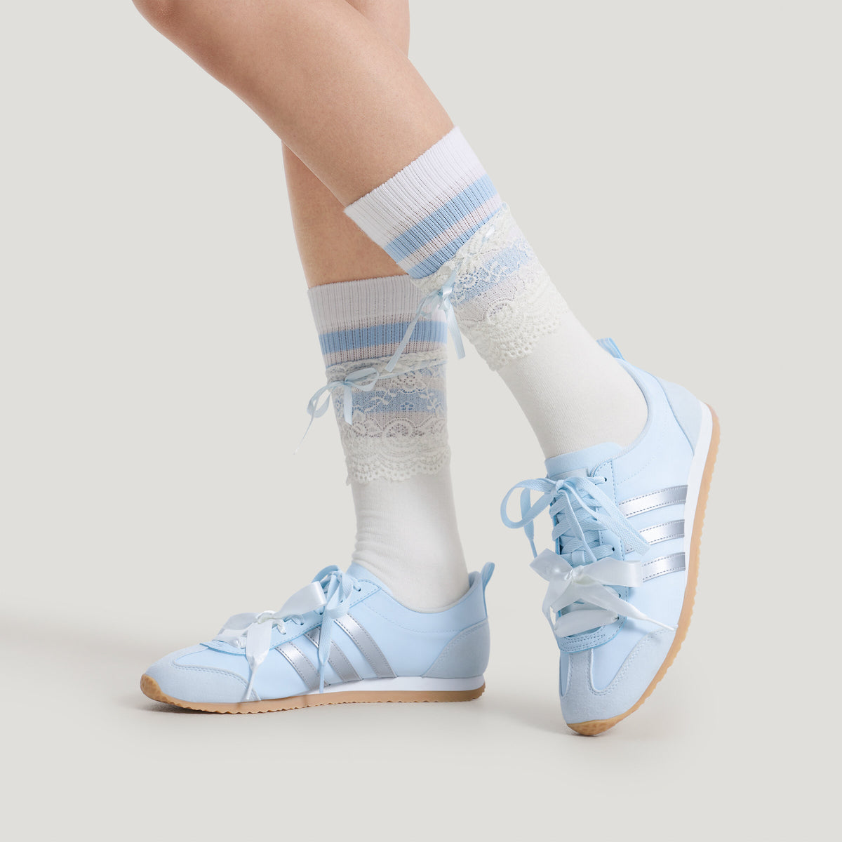 Adidas VS JOG 2.0 Sneakers - Light Sky Blue / Silver Metallic / Crystal White - view 4