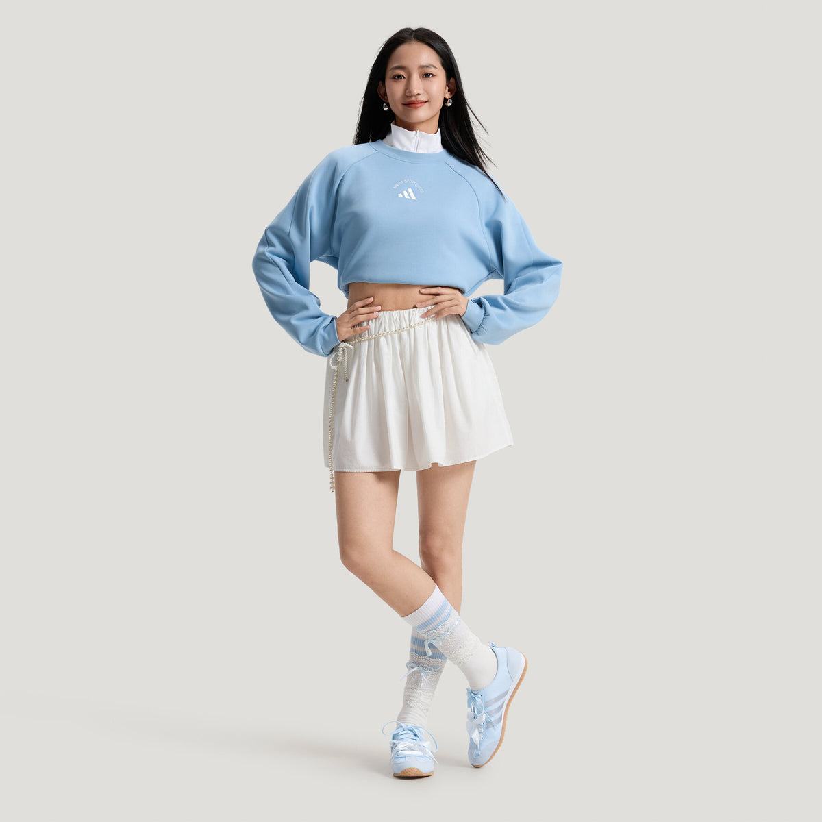 Adidas VS JOG 2.0 Sneakers - Light Sky Blue / Silver Metallic / Crystal White - view 6