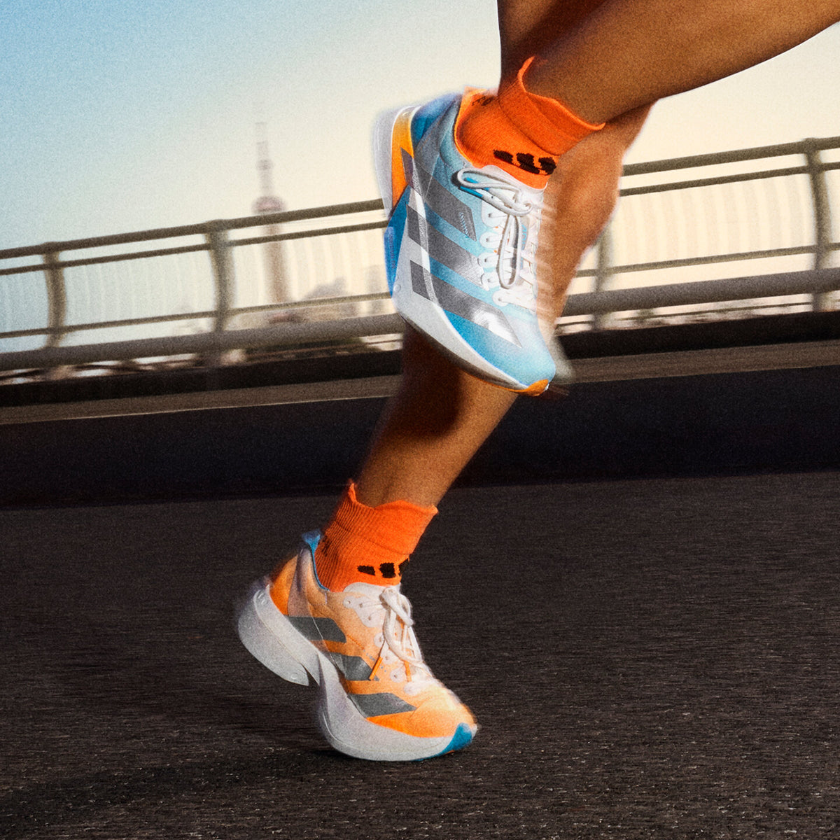 Adidas Adizero Adios PRO 4 Sneakers - Crystal White / Orange Yellow / Sky Blue - view 4