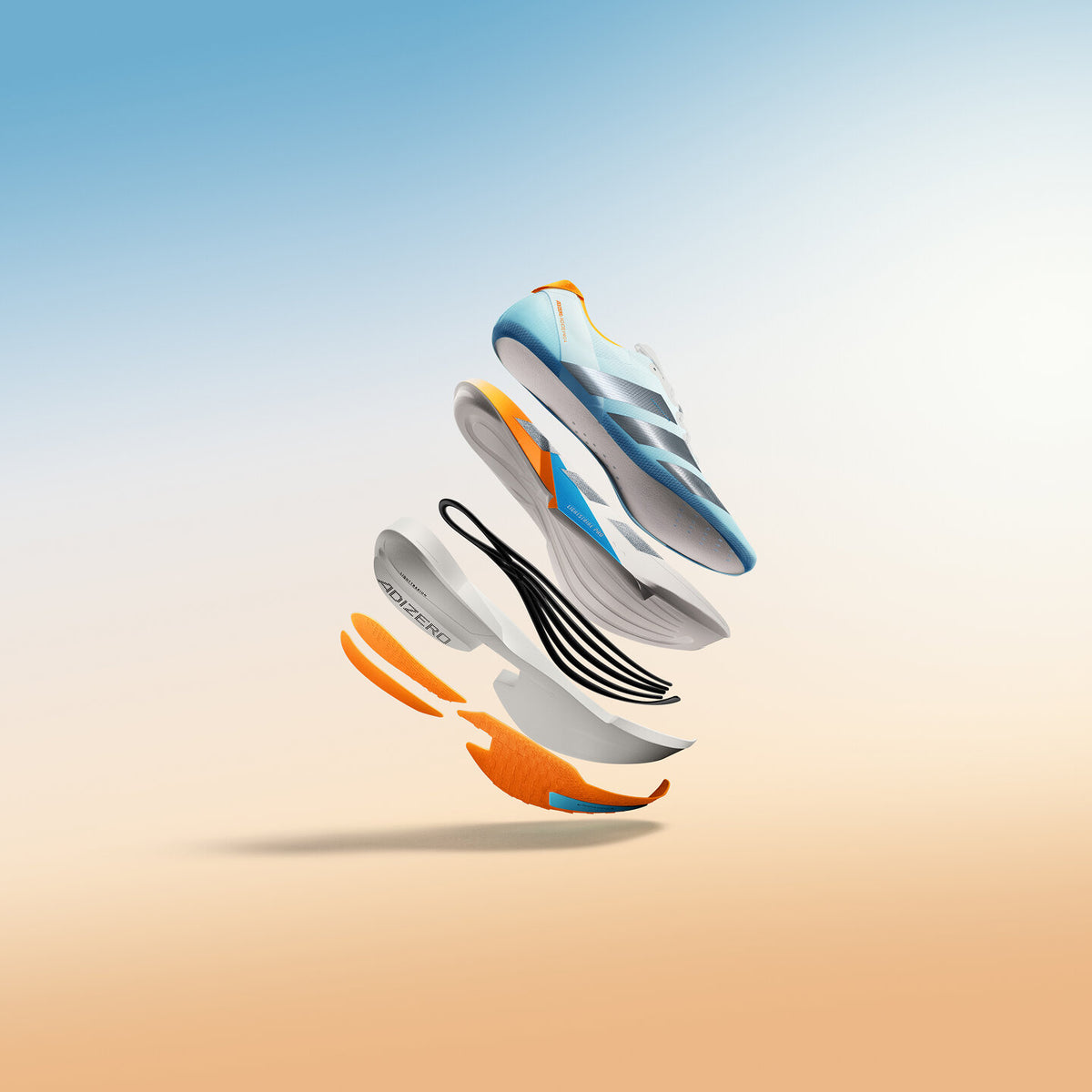 Adidas Adizero Adios PRO 4 Sneakers - Crystal White / Orange Yellow / Sky Blue - view 5