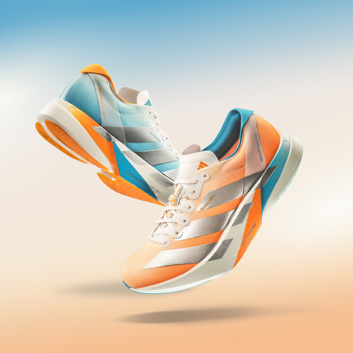 Adidas Adizero Adios PRO 4 Sneakers - Crystal White / Orange Yellow / Sky Blue - view 1