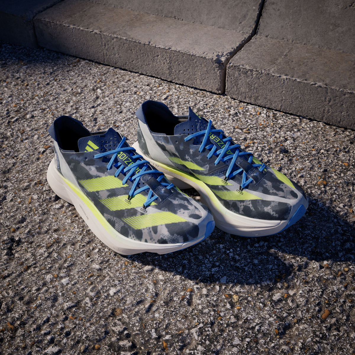 Adidas Adizero Adios PRO 3 Sneakers - Crystal White / Lucid Lemon / Blue - view 3