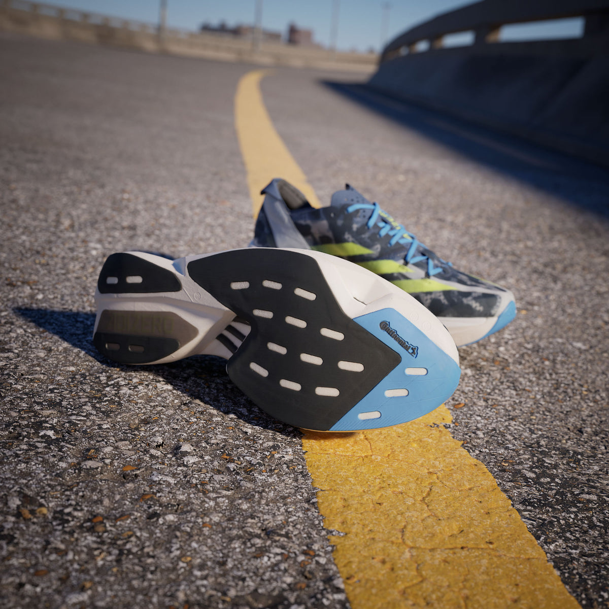 Adidas Adizero Adios PRO 3 Sneakers - Crystal White / Lucid Lemon / Blue - view 2
