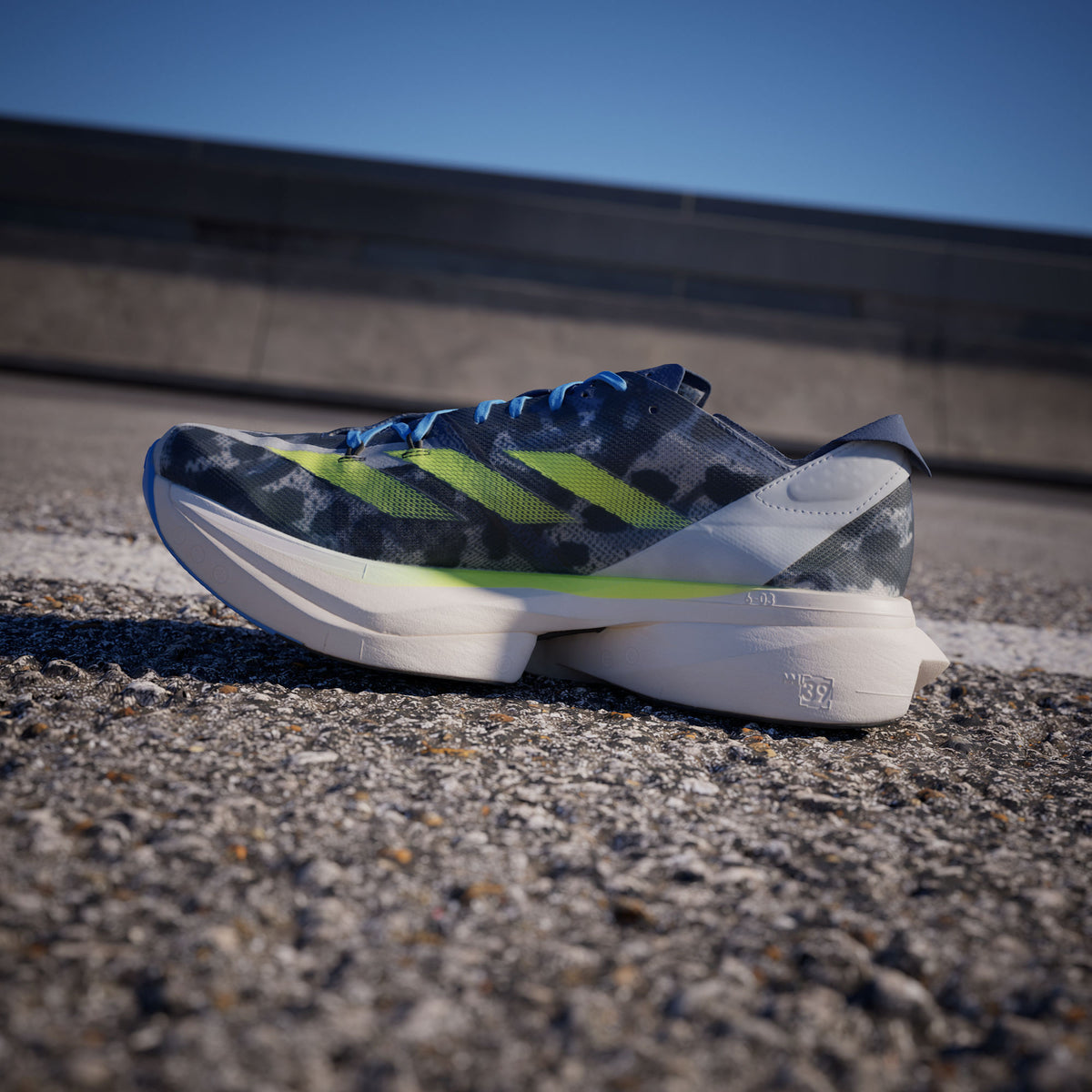 Adidas Adizero Adios PRO 3 Sneakers - Crystal White / Lucid Lemon / Blue - view 5