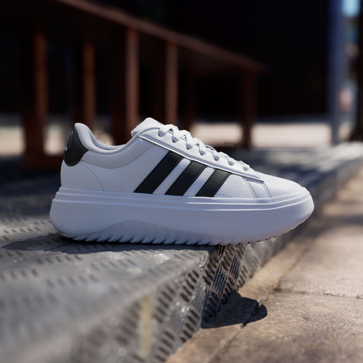 Adidas Grand Court Platform Sneakers - White / Black - view 4