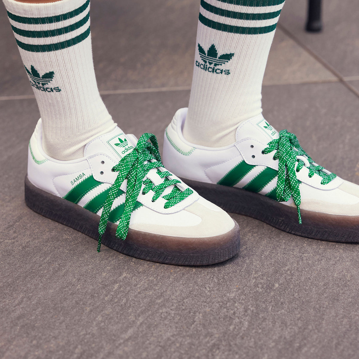 Adidas Sambae Sneakers - White / Green / Chalk White - view 1