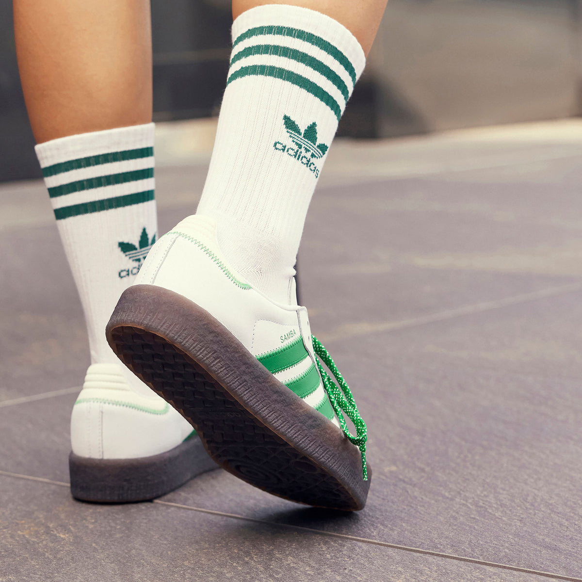Adidas Sambae Sneakers - White / Green / Chalk White - view 2