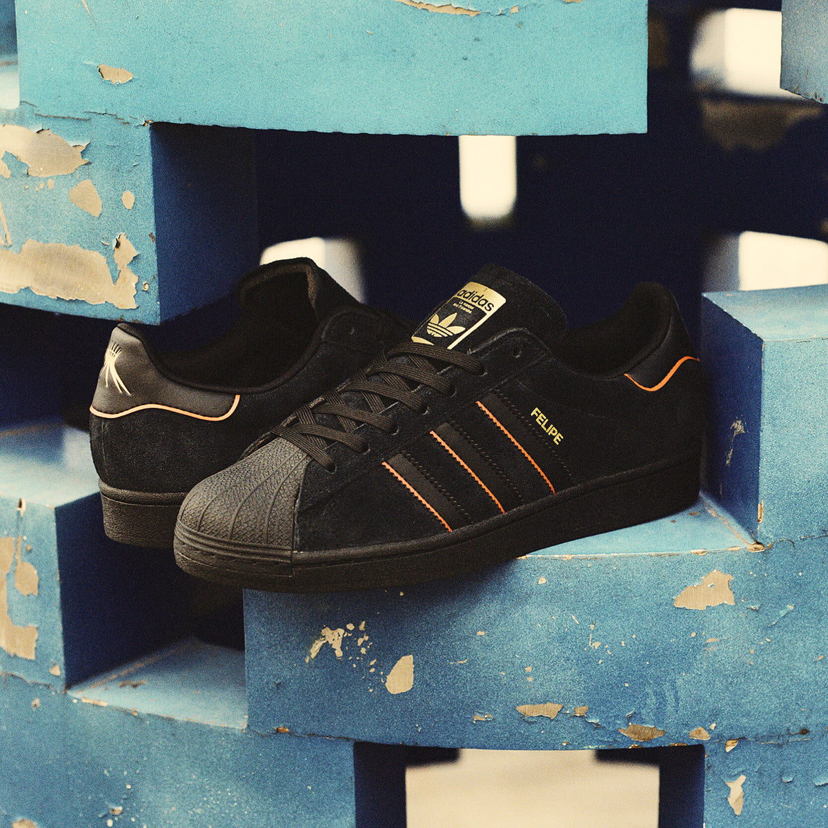 Adidas Superstar x Felipe Sneakers - Black / Better Scarlet / Gold - view 1