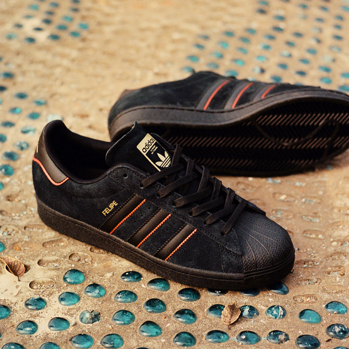 Adidas Superstar x Felipe Sneakers - Black / Better Scarlet / Gold - view 2