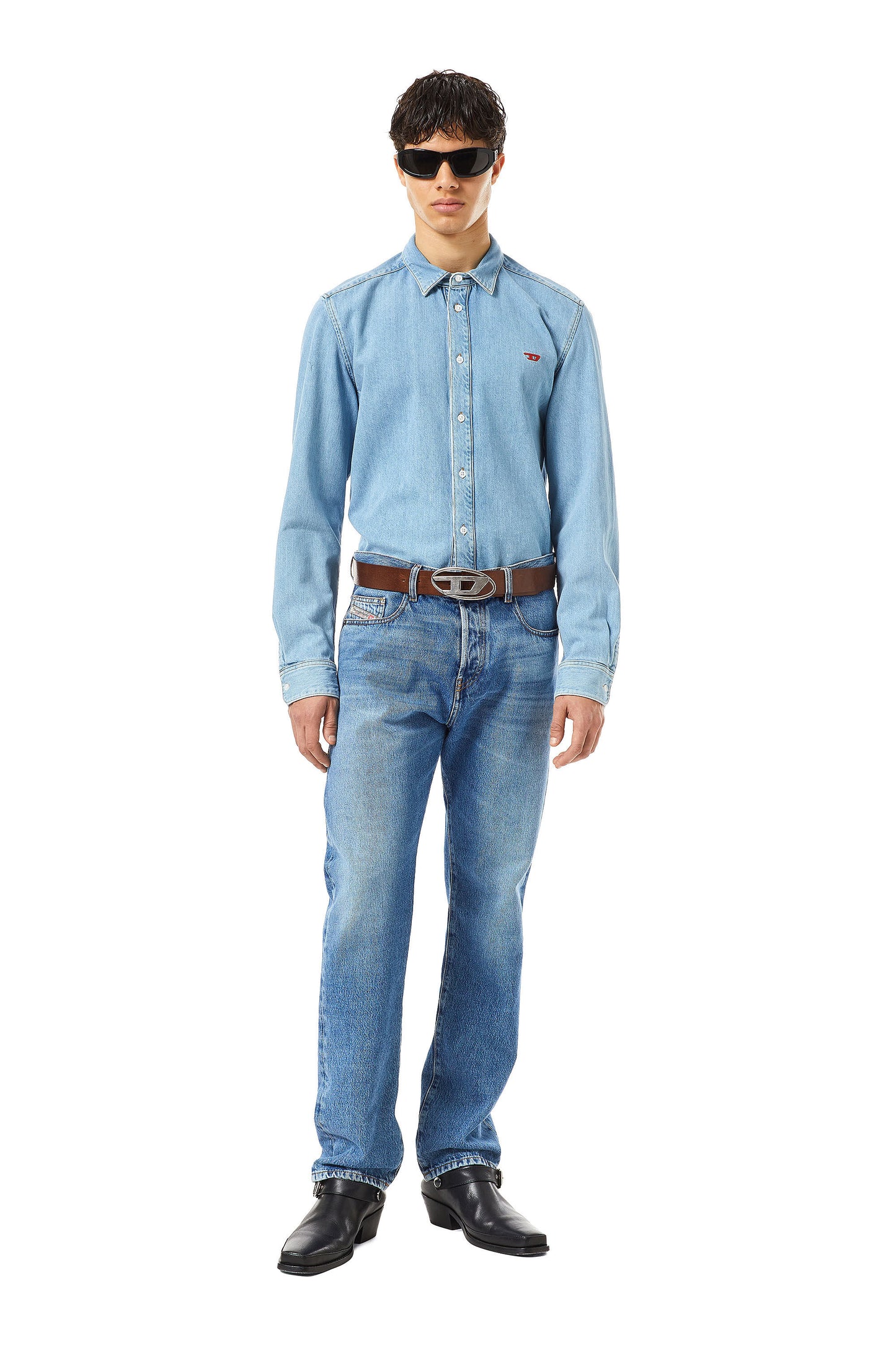 Diesel 1DR logo-buckle leather belt