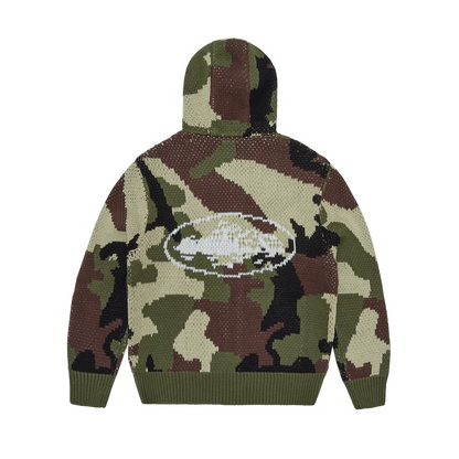 Corteiz Alcatraz Heavy Knit Zip Hoodie Camo