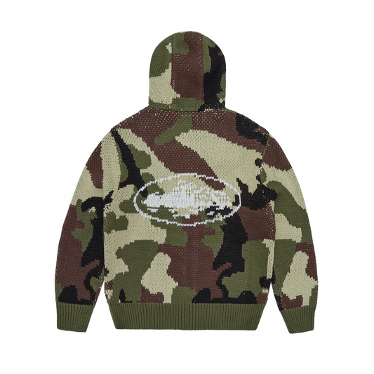 Corteiz Alcatraz Heavy Knit Zip Hoodie Camo