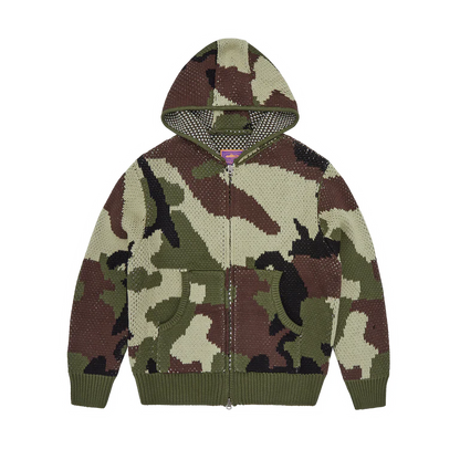 Corteiz Alcatraz Heavy Knit Zip Hoodie Camo