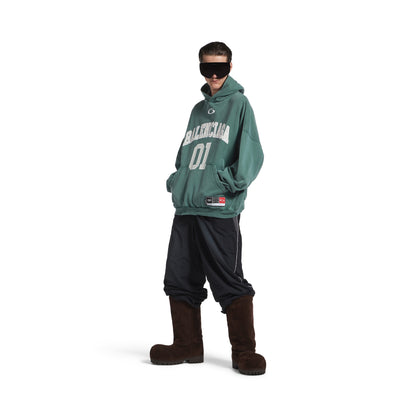 Hoodie Basketball Fit Large pour Homme en Vert Foncé/vert Clair