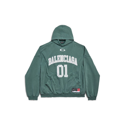 Hoodie Basketball Fit Large pour Homme en Vert Foncé/vert Clair