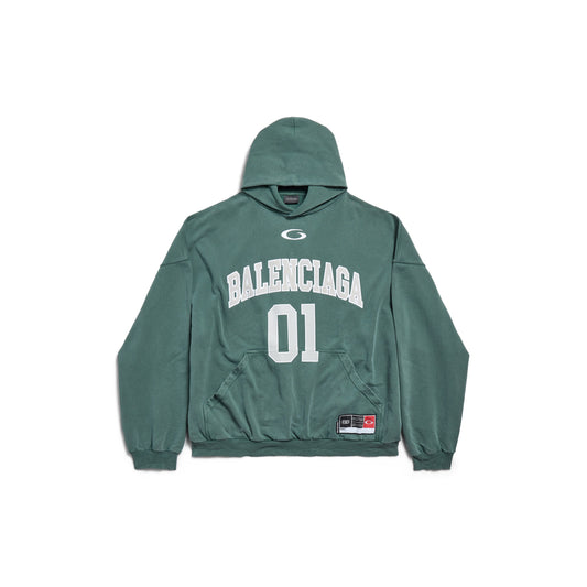 Hoodie Basketball Fit Large pour Homme en Vert Foncé/vert Clair