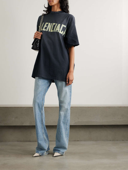 T-shirt oversize en jersey de coton imprimé effet vieilli balenciaga